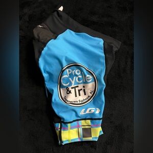 Louis Garneau Womens Pro Cycle/Tri Bike Shorts, Padded, Black/Multi,Size XL, NWT